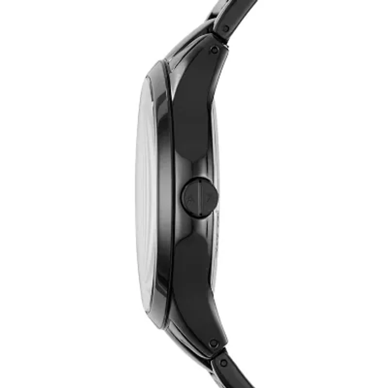 Three-Hand Date Black Stainless Steel Watch and Bracelet Gift Set