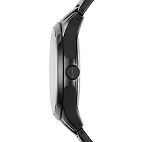 Three-Hand Date Black Stainless Steel Watch and Bracelet Gift Set