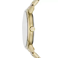 Three-Hand Gold-Tone Stainless Steel Watch and Bracelet Gift Set