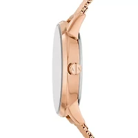 Two-Hand Rose Gold-Tone Stainless Steel Watch and Bracelet Gift Set