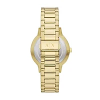 Three-Hand Gold-Tone Stainless Steel Watch and Gold-Tone Stainless Steel Bracelet Set