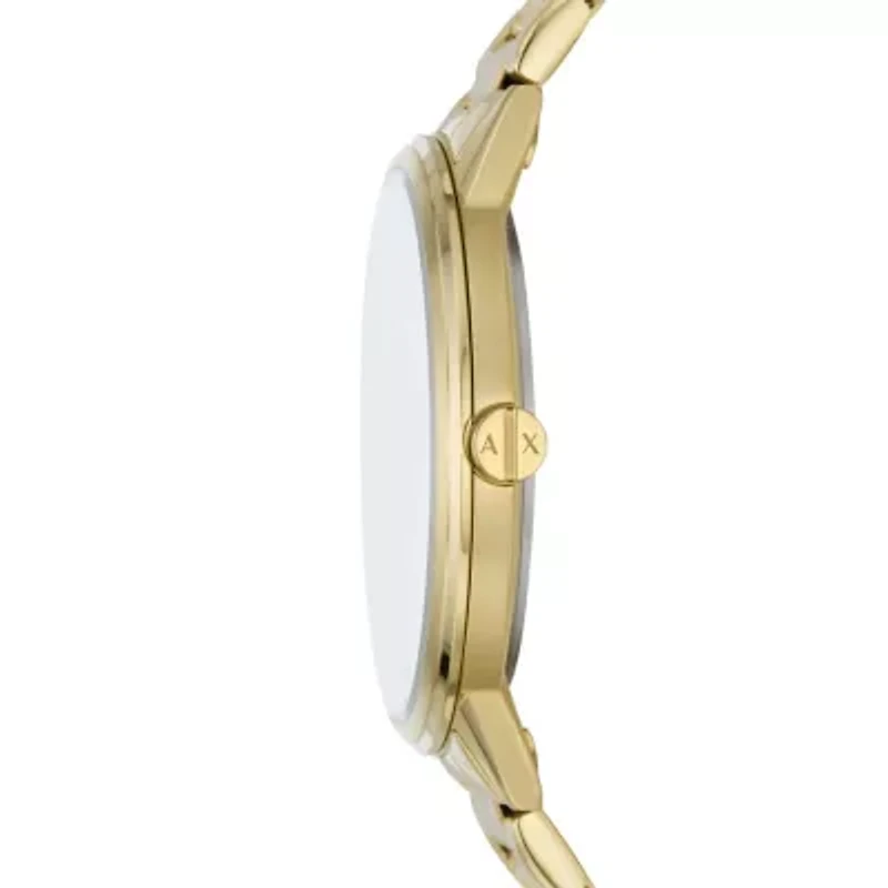 Three-Hand Gold-Tone Stainless Steel Watch and Gold-Tone Stainless Steel Bracelet Set