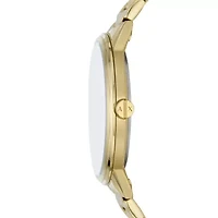 Three-Hand Gold-Tone Stainless Steel Watch and Gold-Tone Stainless Steel Bracelet Set