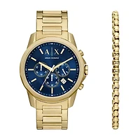 Chronograph Gold-Tone Stainless Steel Watch and Bracelet Set