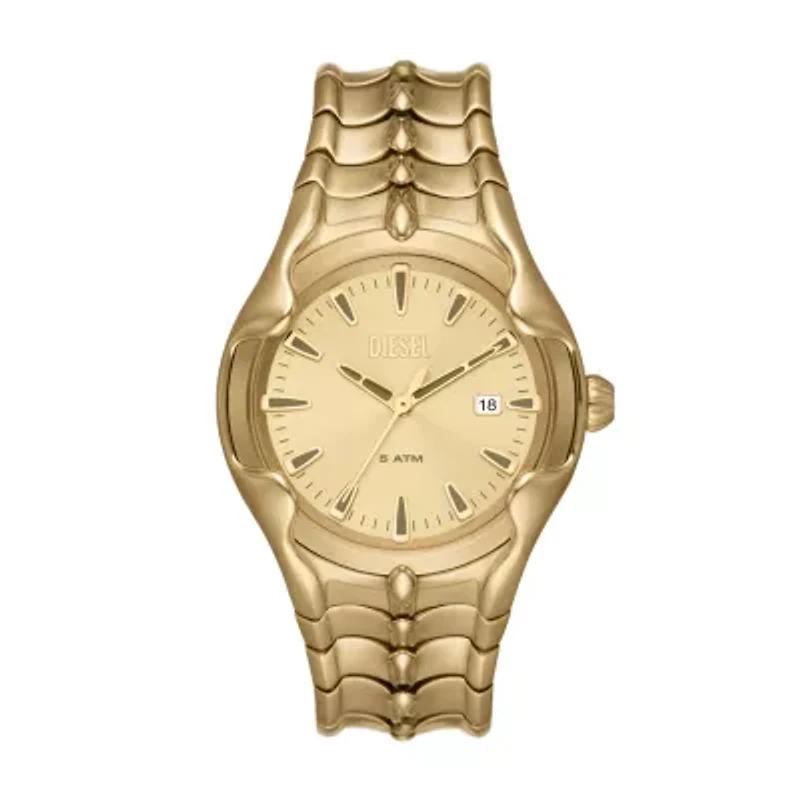 Diesel Men's Vert Three-Hand Date Gold-Tone Stainless Steel Watch