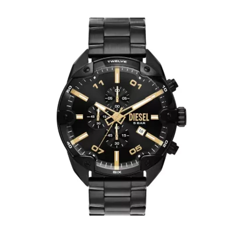 Diesel Men's Spiked Chronograph Black Stainless Steel Watch