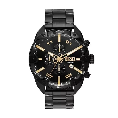 Diesel Men's Spiked Chronograph Black Stainless Steel Watch