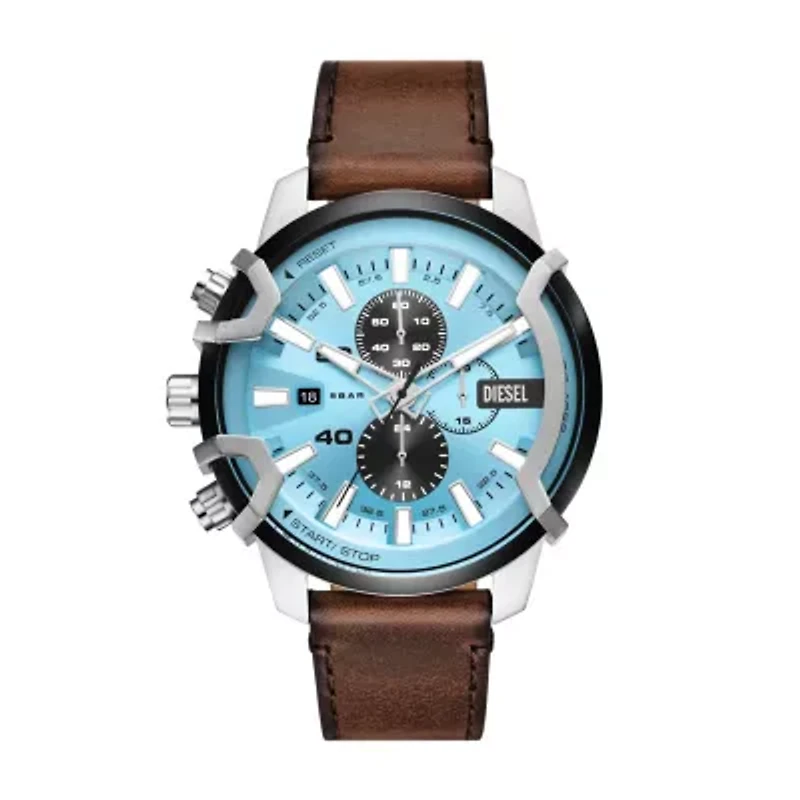 Diesel Men's Griffed Chronograph Brown Leather Watch