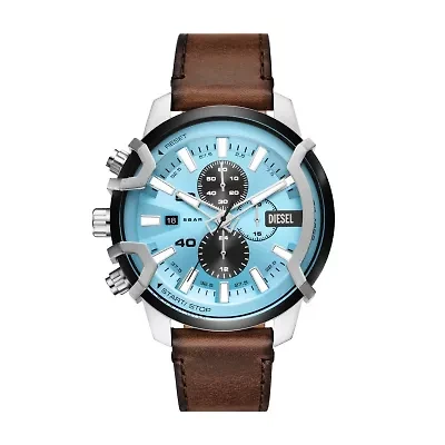 Diesel Men's Griffed Chronograph Brown Leather Watch