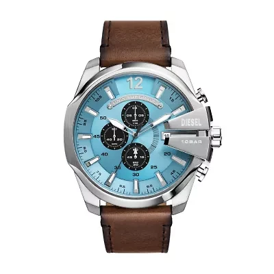 Diesel Men's Mega Chief Chronograph Brown Leather Watch