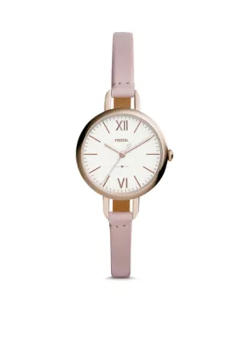 Stainless Steel Annette Three-Hand Leather Watch