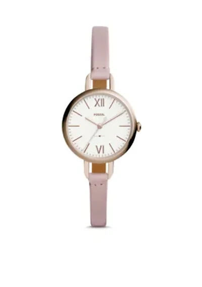 Stainless Steel Annette Three-Hand Leather Watch