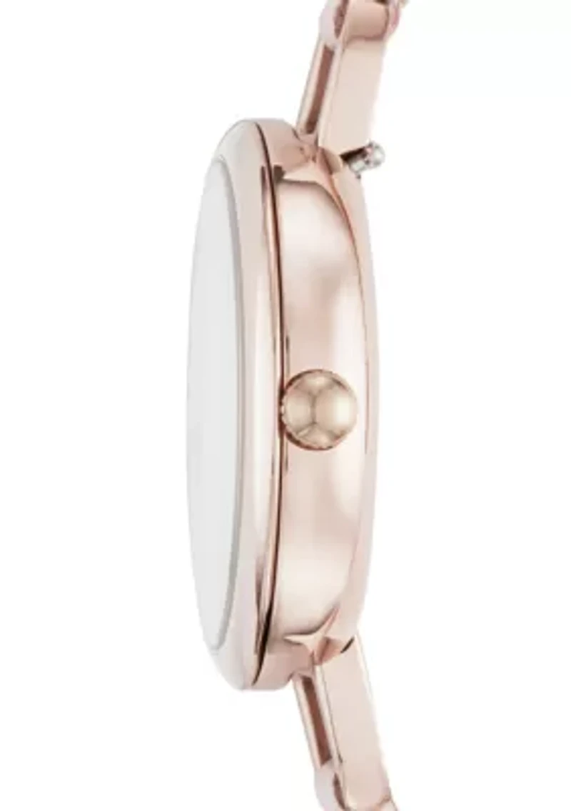 Stainless Steel Annette Three-Hand Leather Watch