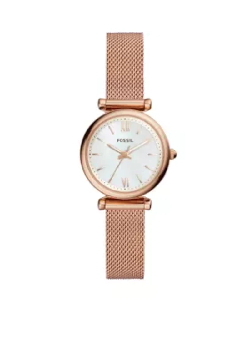 Carlie Rose Gold-Tone Stainless Steel Three-Hand Bracelet Watch