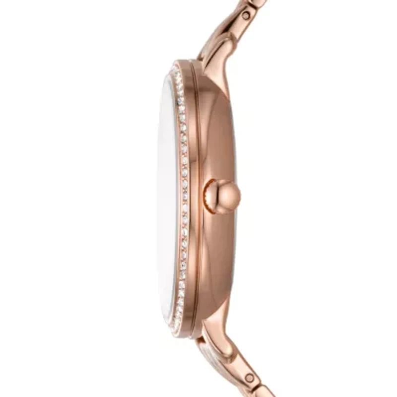 Jacqueline Sun Moon Multifunction Rose Gold-Tone Stainless Steel Watch