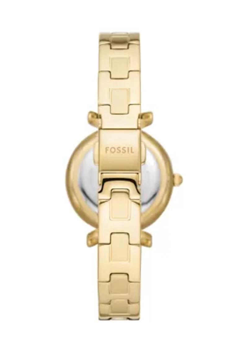 Carlie Three Hand Gold Tone Stainless Steel Watch