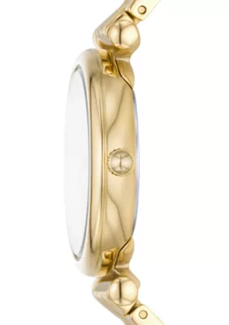 Carlie Three Hand Gold Tone Stainless Steel Watch