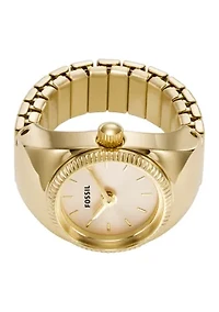 Gold Tone Stainless Steel Two Hand Watch Ring 