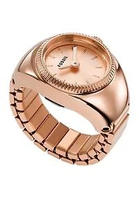 Watch Ring Two-Hand Rose Gold-Tone Stainless Steel