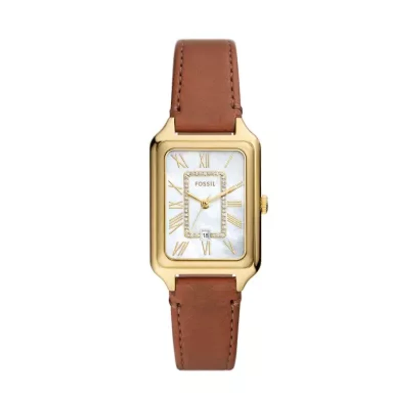 Raquel Three-Hand Date Medium Brown Leather Watch