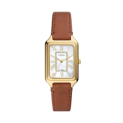 Raquel Three-Hand Date Medium Brown Leather Watch
