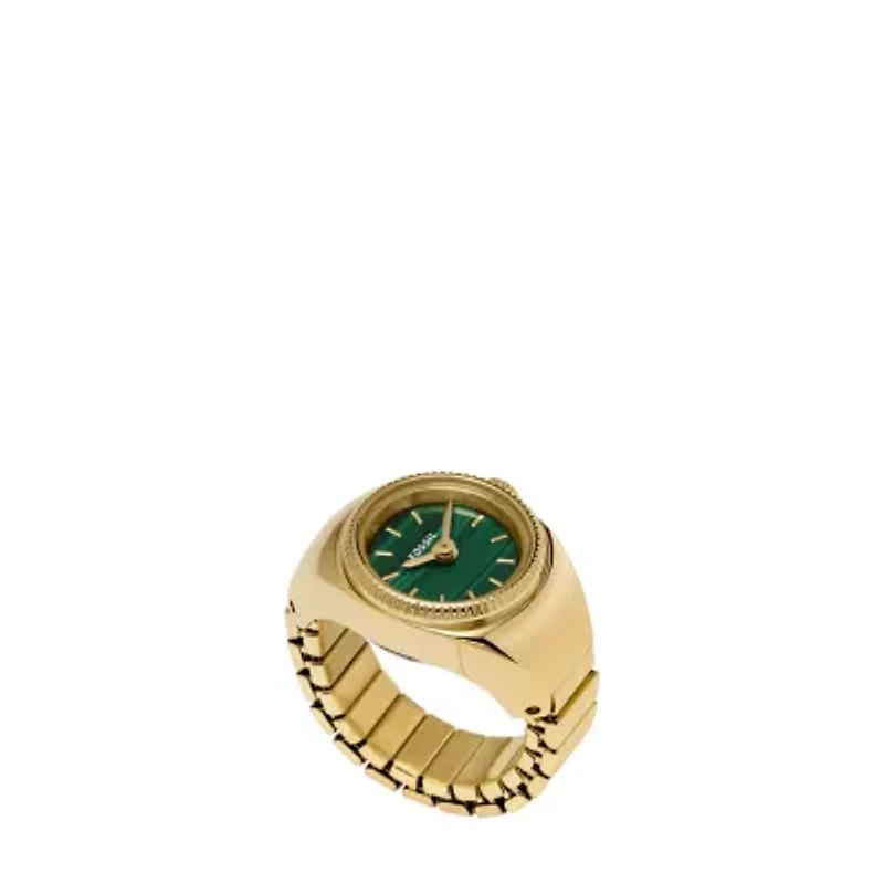 Watch Ring Two-Hand Gold-Tone Stainless Steel