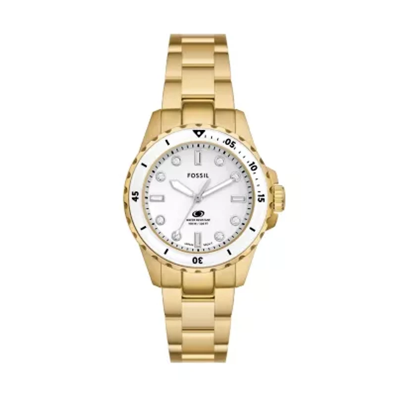 Fossil Blue Dive Three-Hand Gold-Tone Stainless Steel Watch