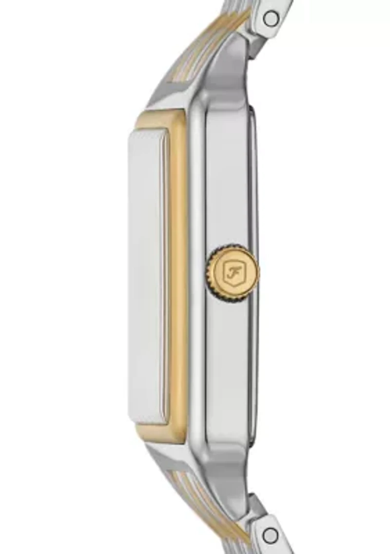 Two Tone Rectangle Face Watch