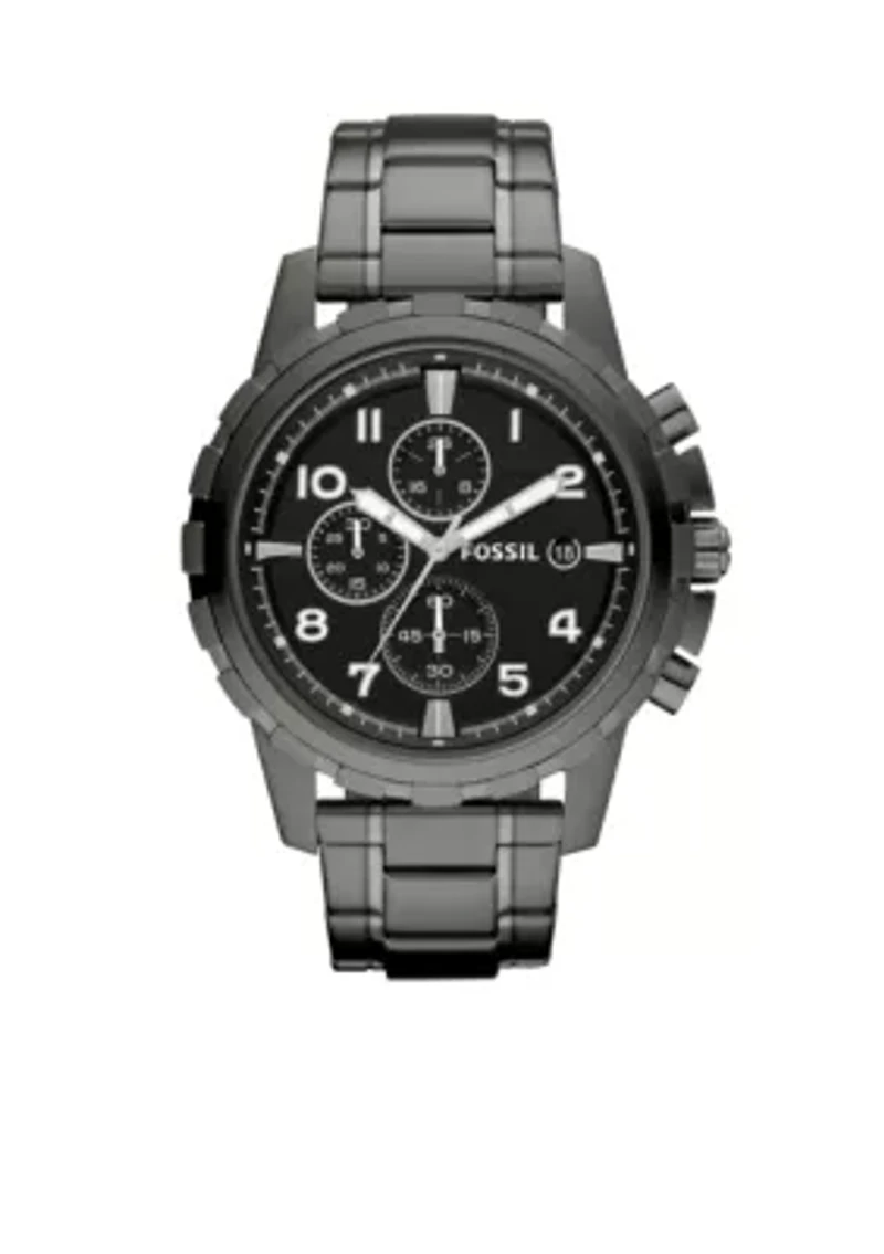 Mens Smoke Gray Stainless Steel Dean Chronograph Watch