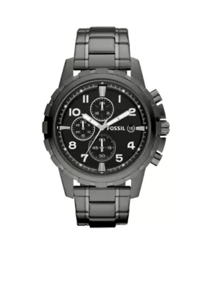 Mens Smoke Gray Stainless Steel Dean Chronograph Watch