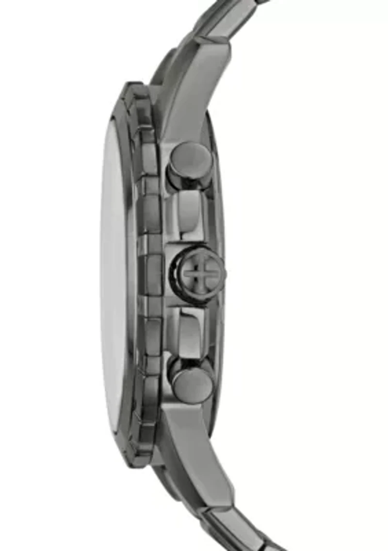 Mens Smoke Gray Stainless Steel Dean Chronograph Watch