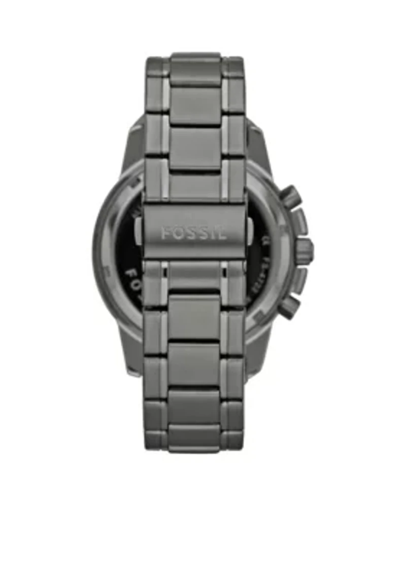 Mens Smoke Gray Stainless Steel Dean Chronograph Watch