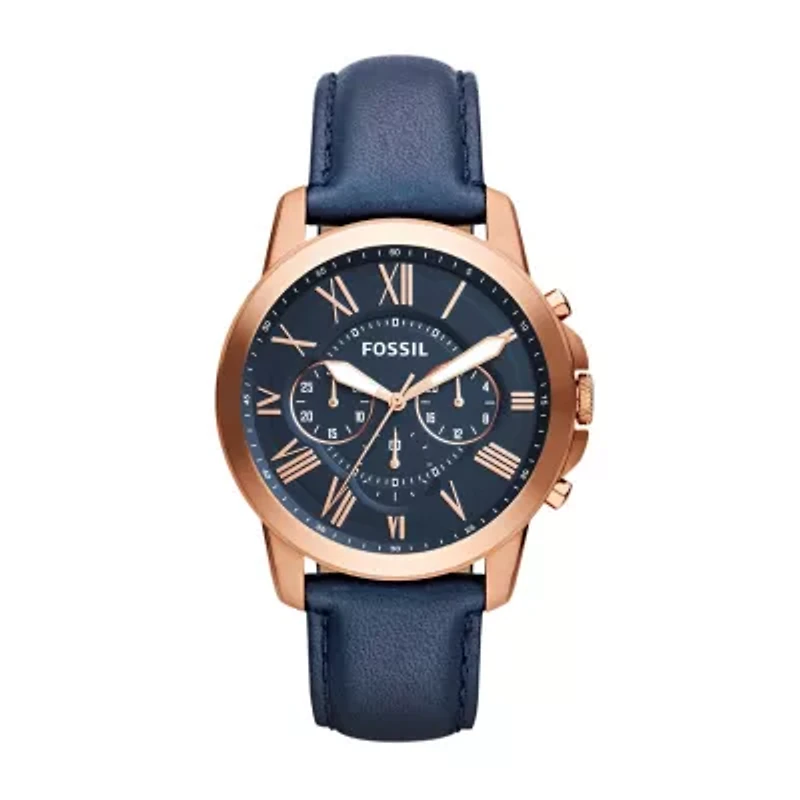 Grant Chronograph Navy Leather Watch