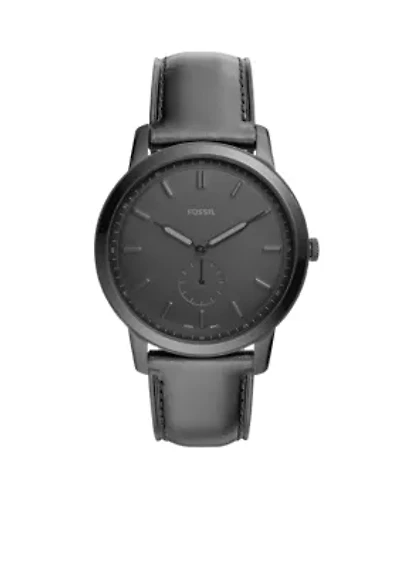 Stainless Steel The Minimalist Two-Hand Leather strap Watch