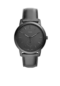 Stainless Steel The Minimalist Two-Hand Leather strap Watch