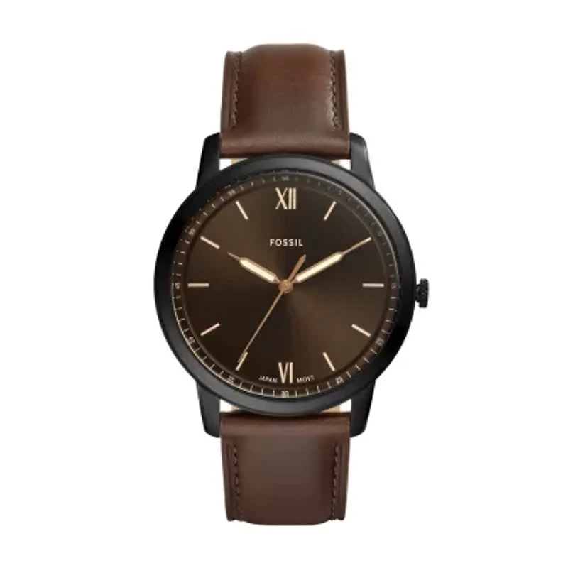 Minimalist Three-Hand Brown Leather Watch