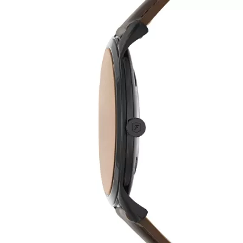 Minimalist Three-Hand Brown Leather Watch