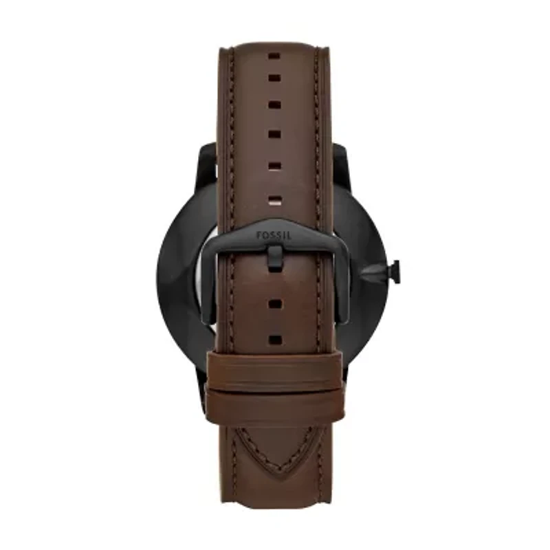 Minimalist Three-Hand Brown Leather Watch