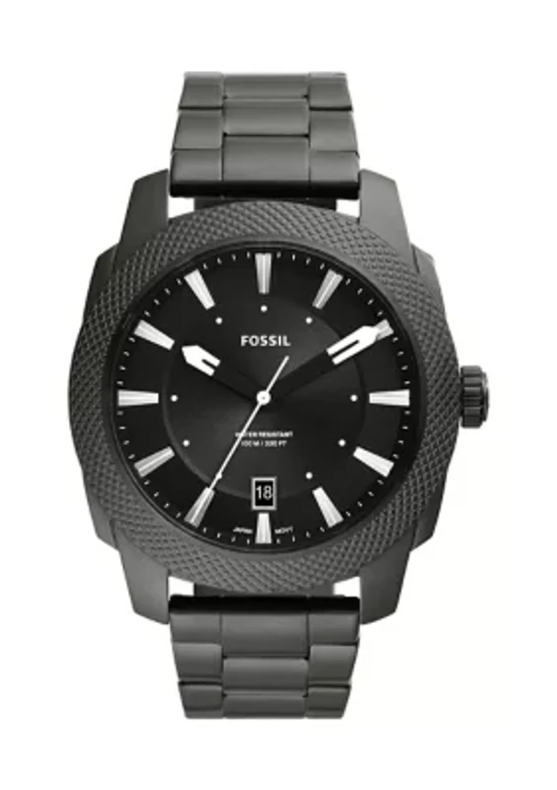 Machine Three-Hand Date Smoke Stainless Steel Watch