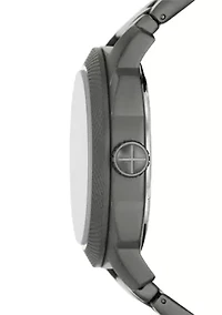 Machine Three-Hand Date Smoke Stainless Steel Watch