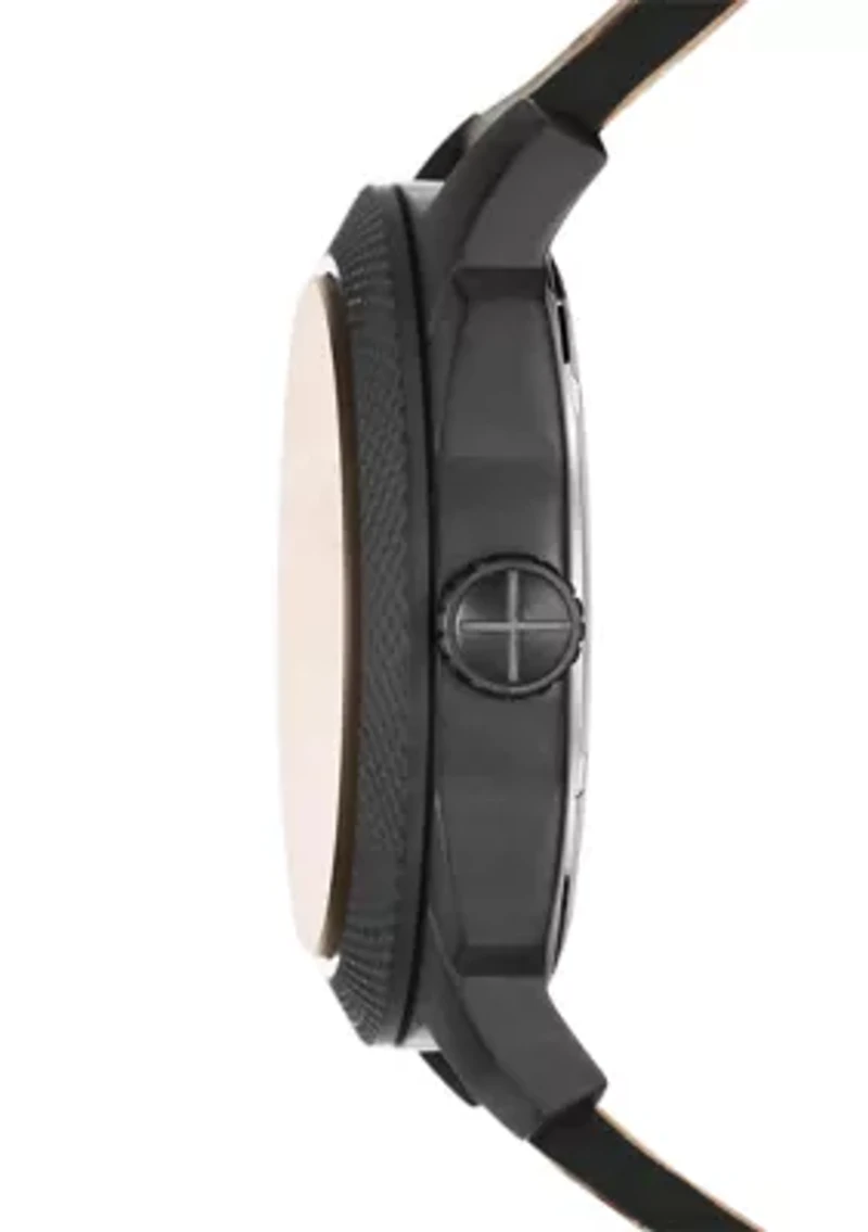 Machine Three-Hand Date Dark Brown LiteHide™ Leather Watch