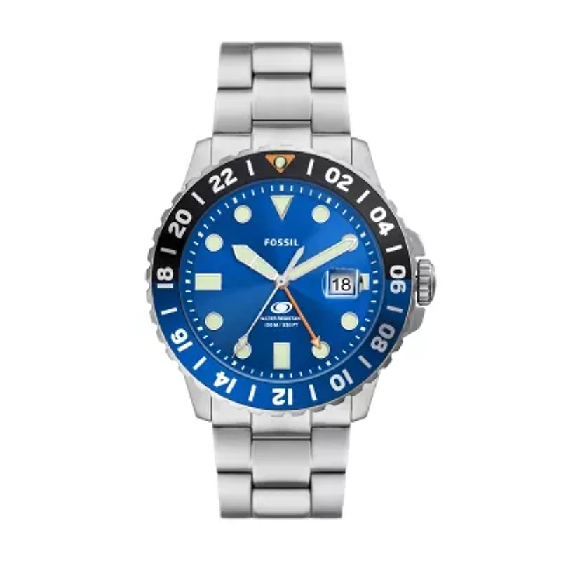 Fossil Blue GMT Stainless Steel Watch
