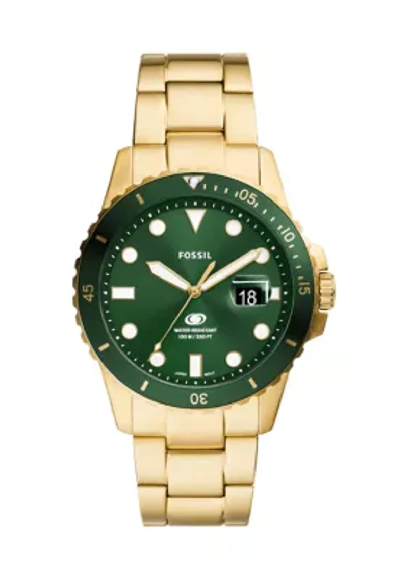 Round Gold Green Bracelet Watch