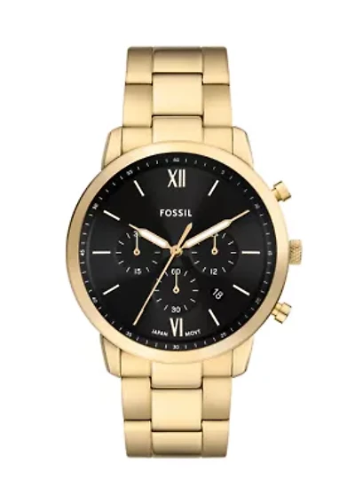 Gold Tone Black Face Watch
