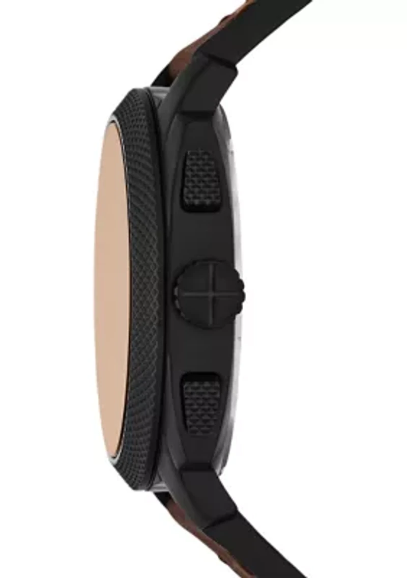 Rose Gold Brown Leather Strap Watch