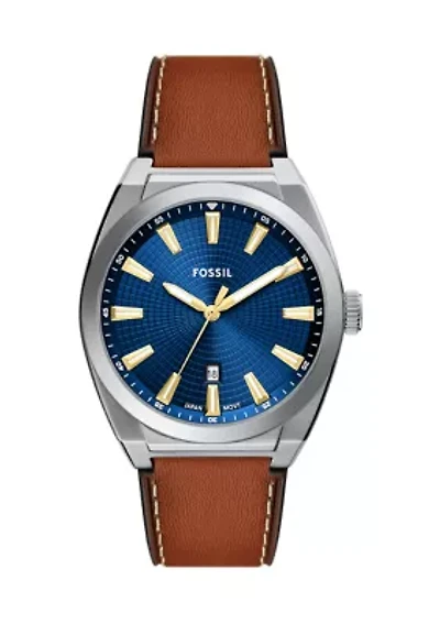 Everett Three Hand Brown Leather Watch