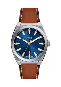 Everett Three Hand Brown Leather Watch