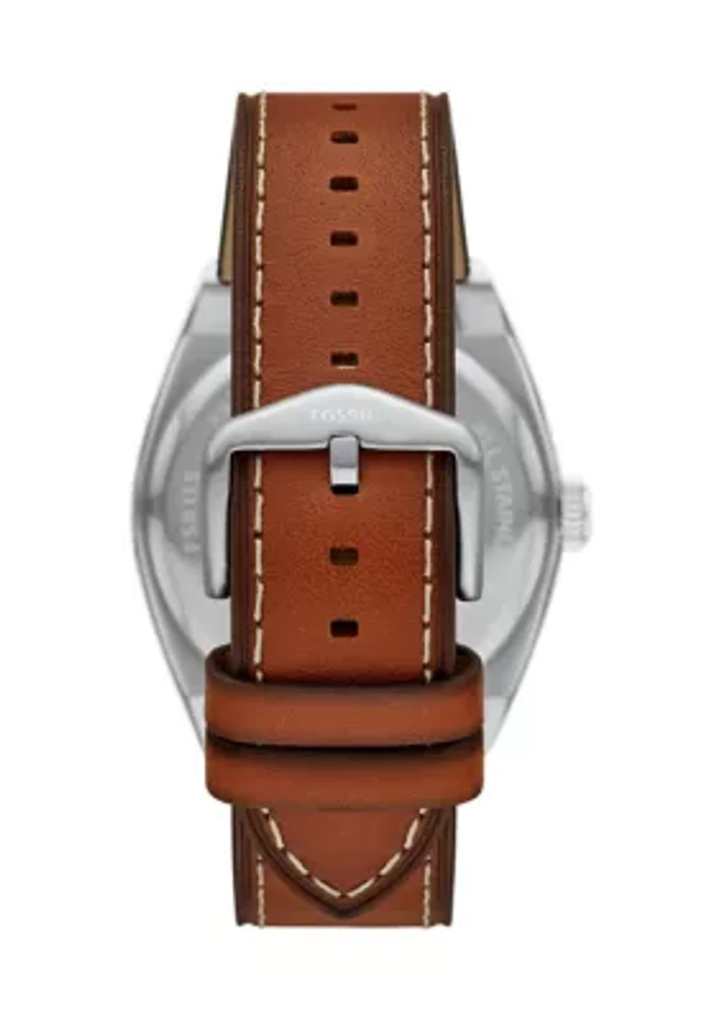 Everett Three Hand Brown Leather Watch