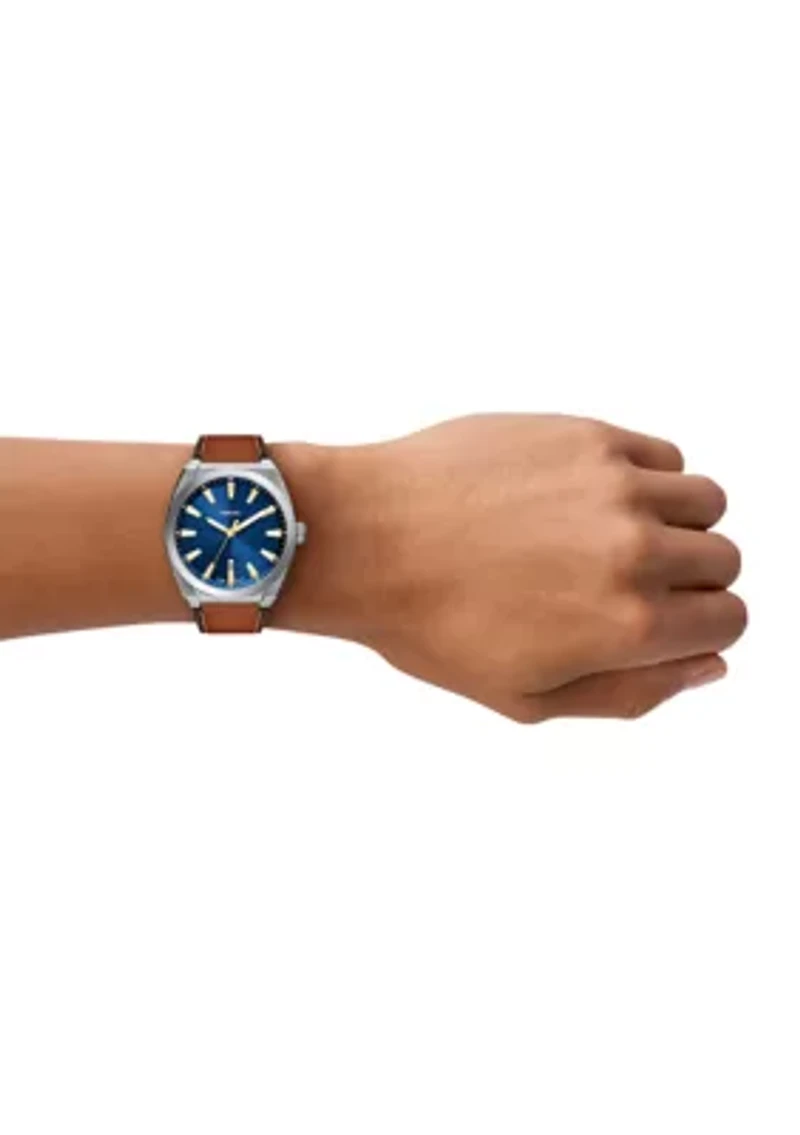 Everett Three Hand Brown Leather Watch