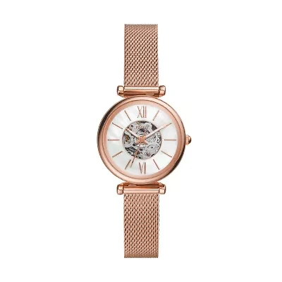 Carlie Mini Automatic Rose Gold-Tone Stainless Steel Mesh Watch